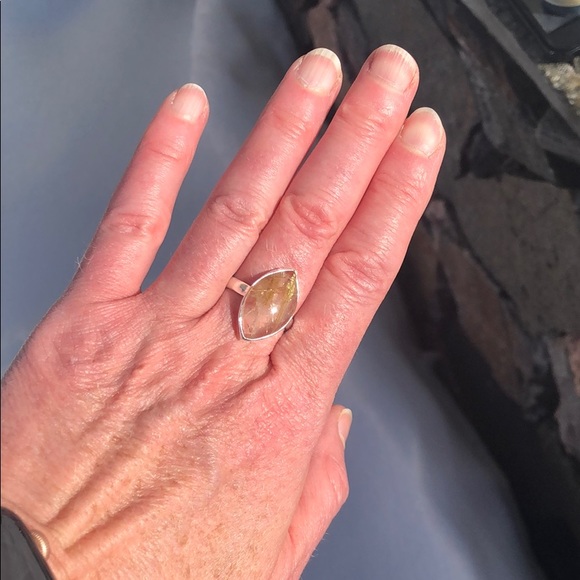 GOLDEN RUTILE 925 STERLING SILVER RING, SIZE 8.5 - Picture 10 of 12